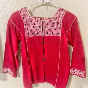 Chic Red Women's Cardigan with Geometric Patterns Nwot